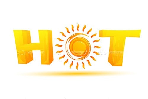 Hot Text With Abstract Sun in Yellow